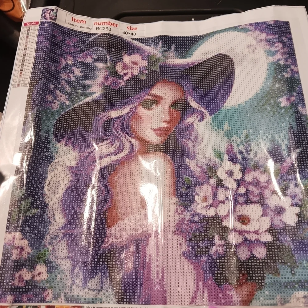 Purple Witch And Flowers Diamond Art Painting Kit 40x40
